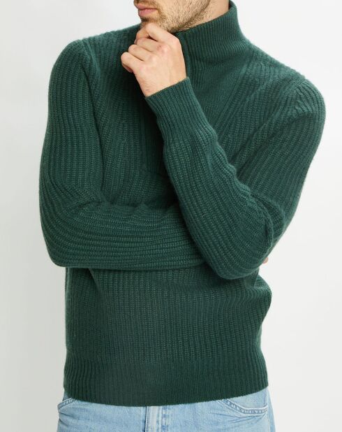 Pull en Laine & Cachemire Notecam col zippé vert foncé