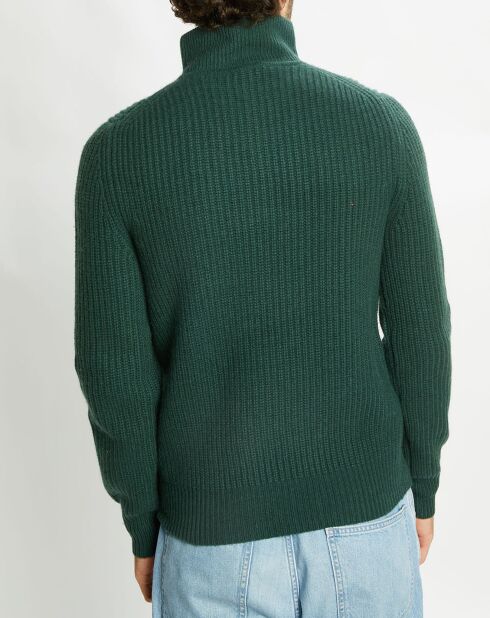 Pull en Laine & Cachemire Notecam col zippé vert foncé