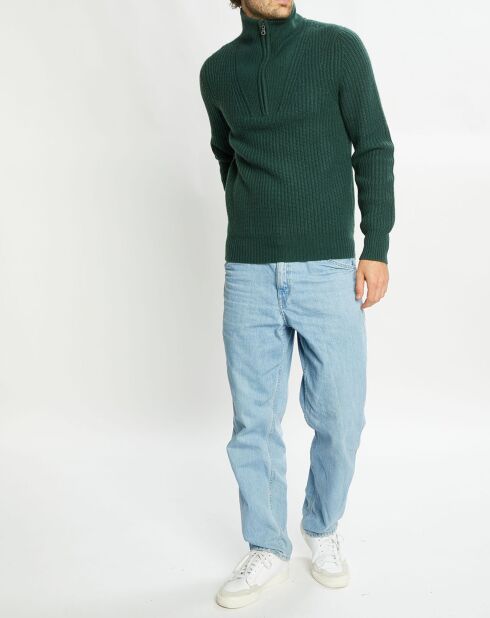 Pull en Laine & Cachemire Notecam col zippé vert foncé
