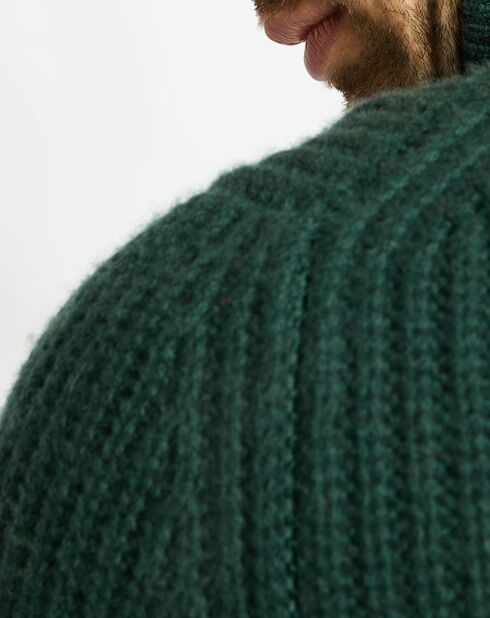 Pull en Laine & Cachemire Notecam col zippé vert foncé