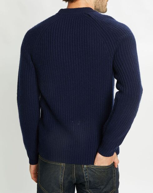 Pull en Laine & Cachemire Poterond col rond bleu marine