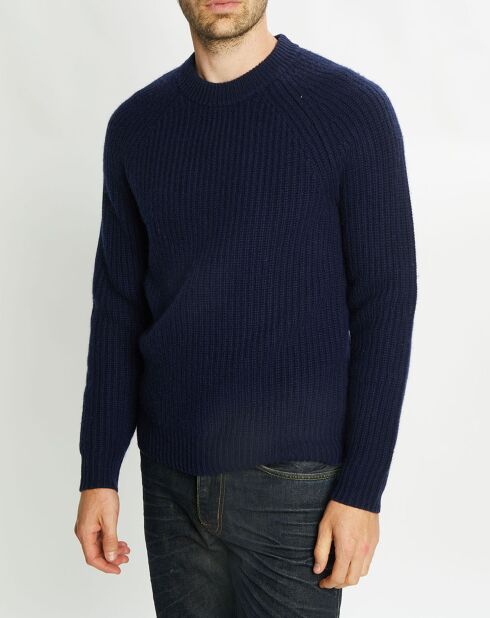 Pull en Laine & Cachemire Poterond col rond bleu marine