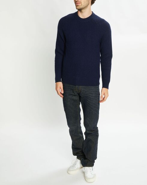 Pull en Laine & Cachemire Poterond col rond bleu marine