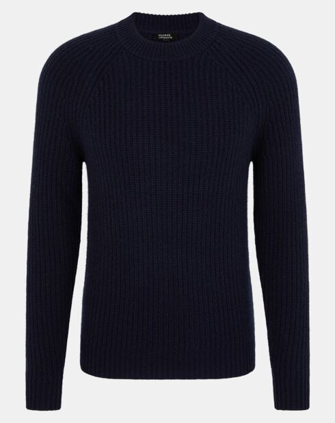 Pull en Laine & Cachemire Poterond col rond bleu marine
