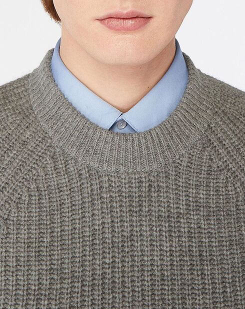 Pull en Laine & Cachemire Poterond col rond gris clair