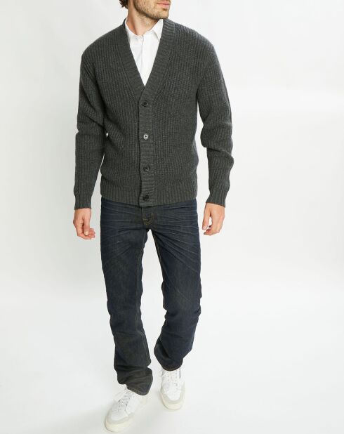 Cardigan en Laine & Cachemire Potecard Gulet Boxy gris foncé