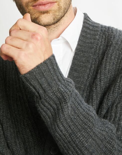 Cardigan en Laine & Cachemire Potecard Gulet Boxy gris foncé
