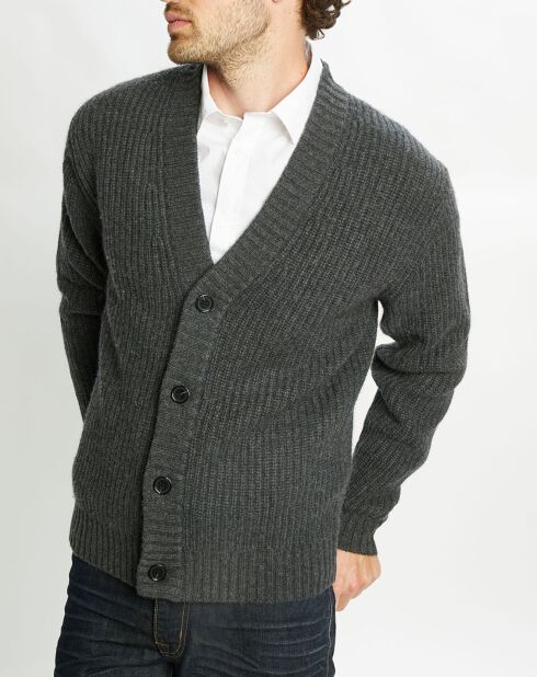 Cardigan en Laine & Cachemire Potecard Gulet Boxy gris foncé