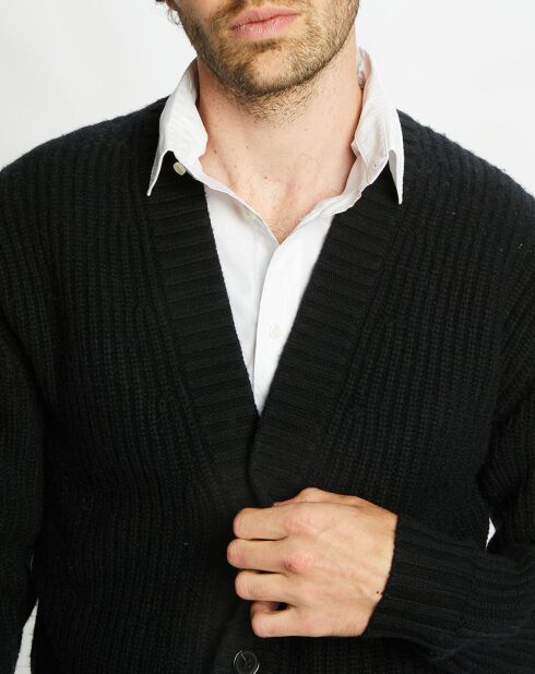Cardigan en Laine & Cachemire Potecard Gulet Boxy noir