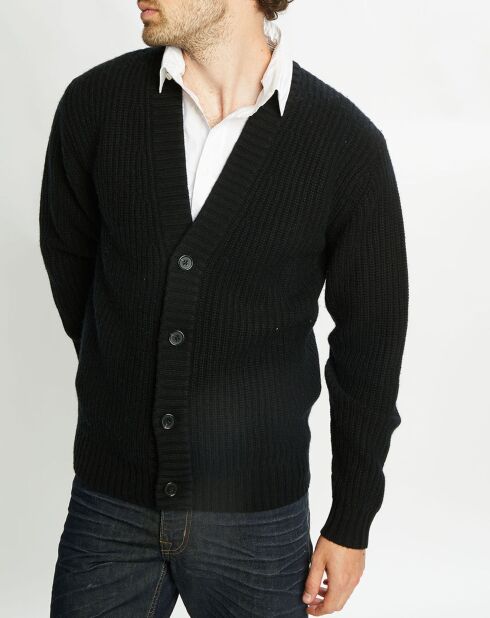 Cardigan en Laine & Cachemire Potecard Gulet Boxy noir