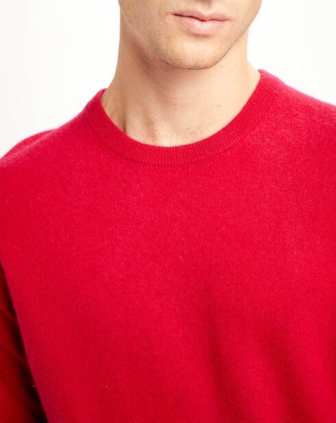 Pull 100% Cachemire Nachron col ras du cou rouge clair