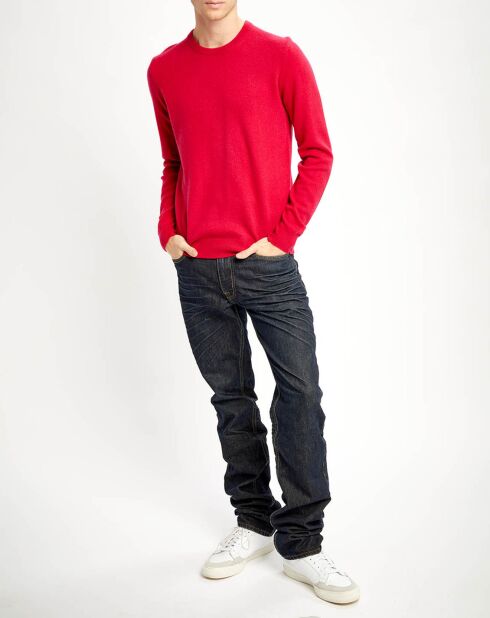 Pull 100% Cachemire Nachron col ras du cou rouge clair