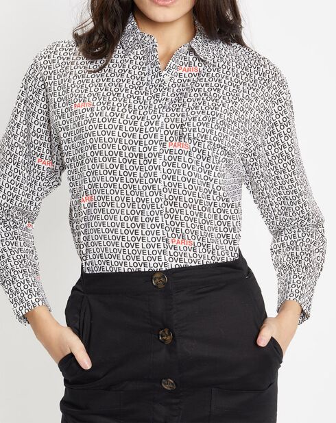 Chemise Denise Love imprimée blanc/noir