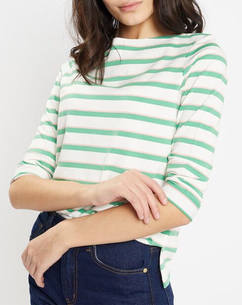 T-Shirt Dixie rayé vert/blanc