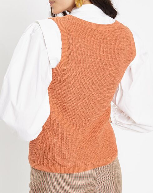 Pull sans manches en Maille mélangée Fido rouille