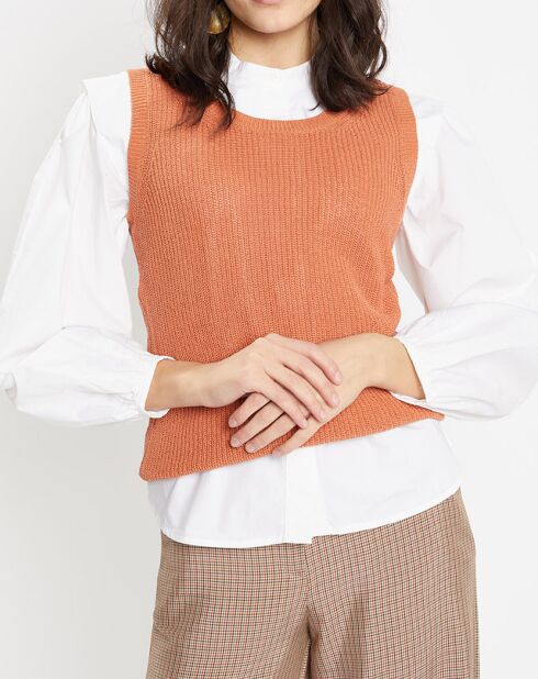 Pull sans manches en Maille mélangée Fido rouille