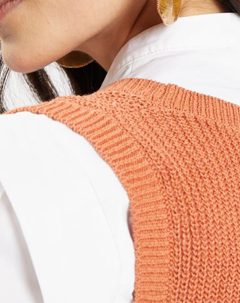 Pull sans manches en Maille mélangée Fido rouille