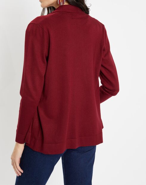 Gilet en Maille fine col châle bordeaux
