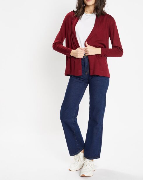 Gilet en Maille fine col châle bordeaux