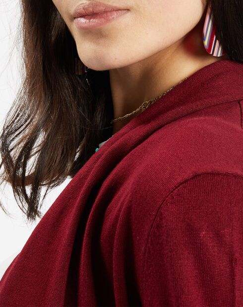 Gilet en Maille fine col châle bordeaux