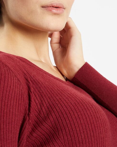 Pull en Maille stretch Franck ajusté bordeaux