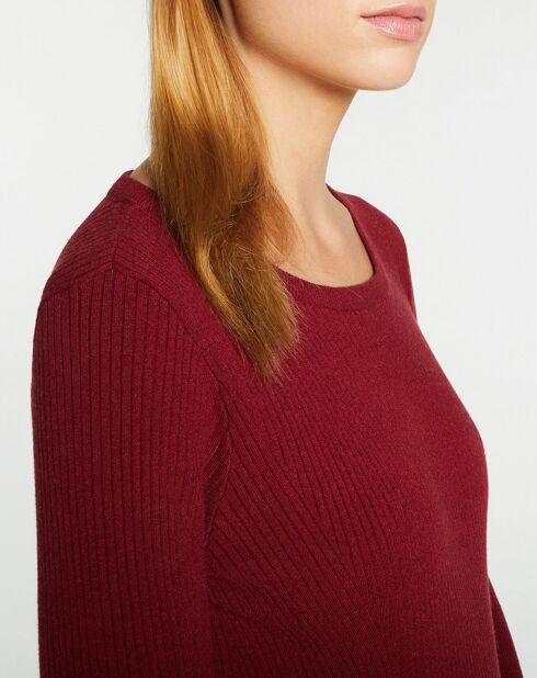 Pull en Maille stretch Franck ajusté bordeaux