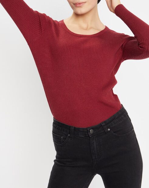Pull en Maille stretch Franck ajusté bordeaux
