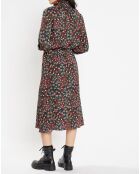 Robe mi-longue fluide Gautier imprimée noire