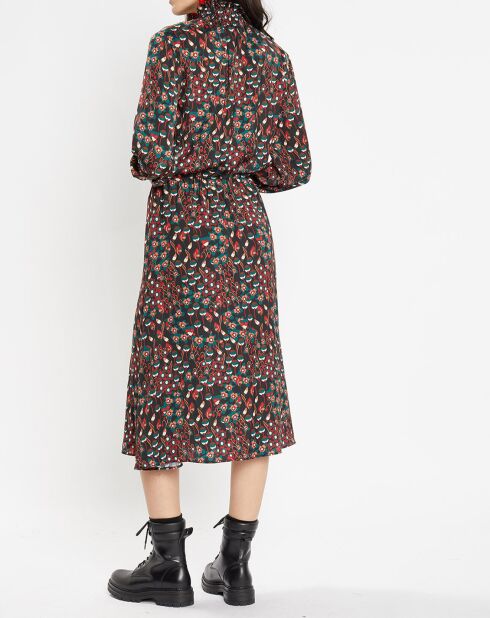 Robe mi-longue fluide Gautier imprimée noire