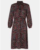 Robe mi-longue fluide Gautier imprimée noire