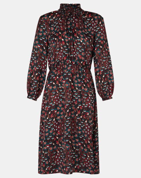 Robe mi-longue fluide Gautier imprimée noire