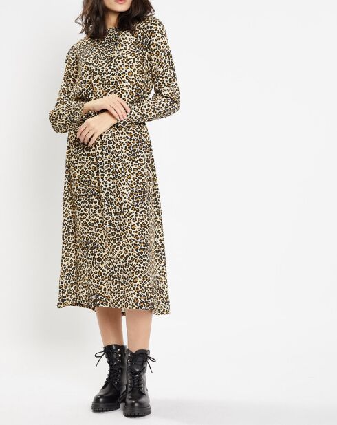 Robe longue Gamba léopard noire