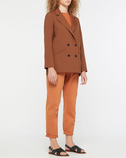 Blazer croisé en Laine mélangée Celeste marron