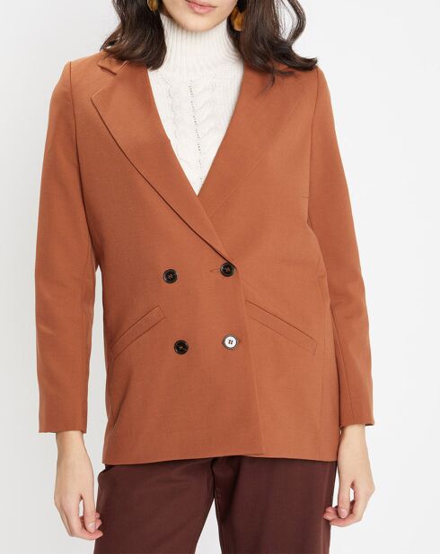 Blazer croisé en Laine mélangée Celeste marron