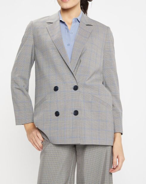 Blazer en Laine mélangée Céleste Prince de galles gris moyen