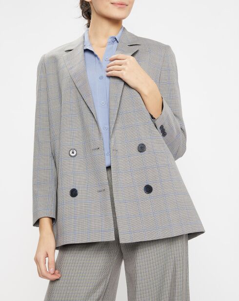 Blazer en Laine mélangée Céleste Prince de galles gris moyen