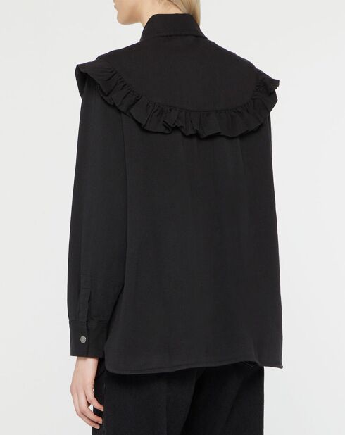 Chemise en Coton bio Candy volant en plastron noire