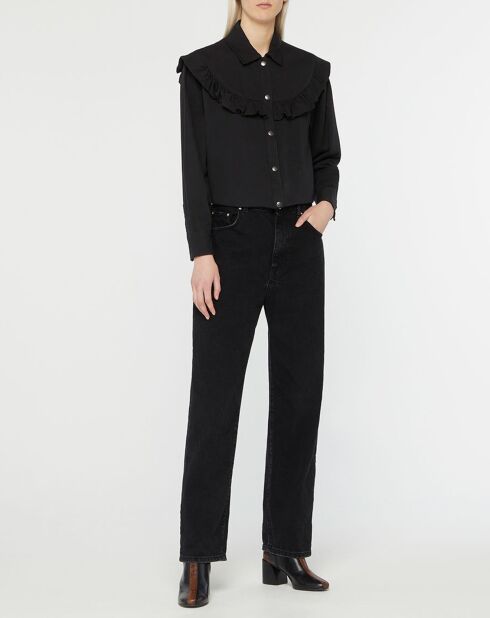 Chemise en Coton bio Candy volant en plastron noire