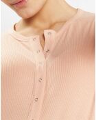 T-Shirt en Maille stretch côtelée Lambert pêche clair