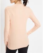 T-Shirt en Maille stretch côtelée Lambert pêche clair