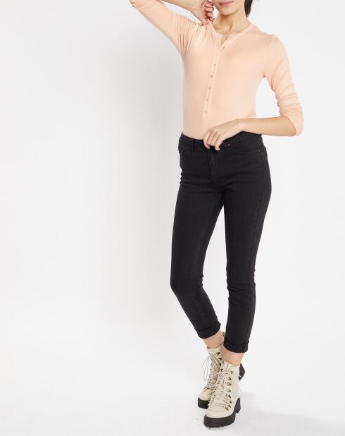 T-Shirt en Maille stretch côtelée Lambert pêche clair