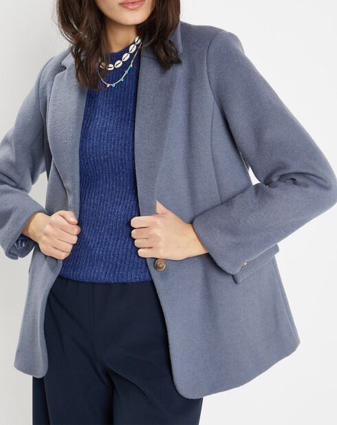 Veste blazer oversize en Laine mélangée Clitch bleu grisé