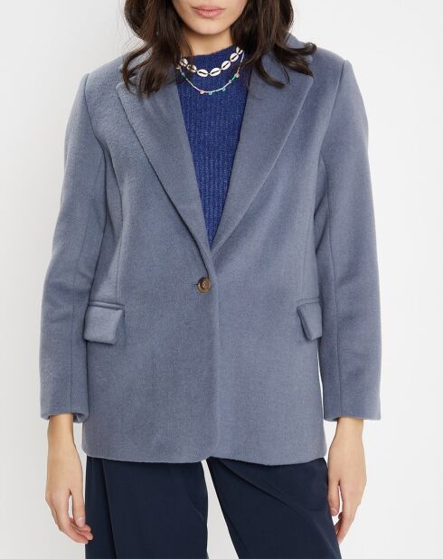 Veste blazer oversize en Laine mélangée Clitch bleu grisé