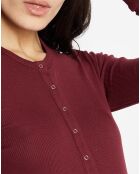 T-Shirt en Maille stretch côtelée Lambert bordeaux