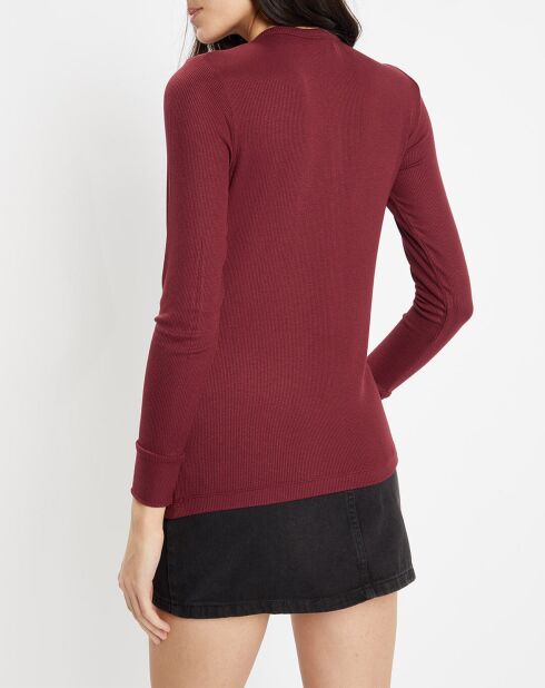 T-Shirt en Maille stretch côtelée Lambert bordeaux
