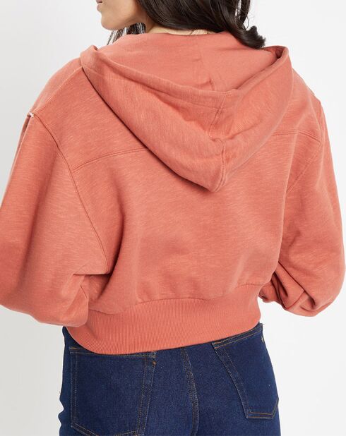 Sweat zippé court en Coton Lorenzo rose foncé