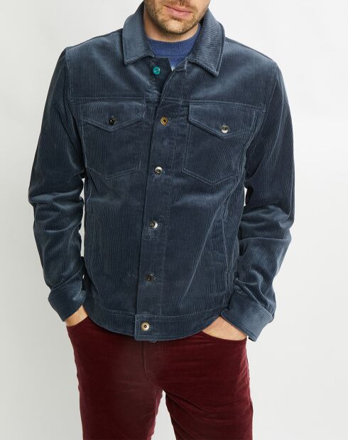 Veste Trucker en Velours Côtelé acier