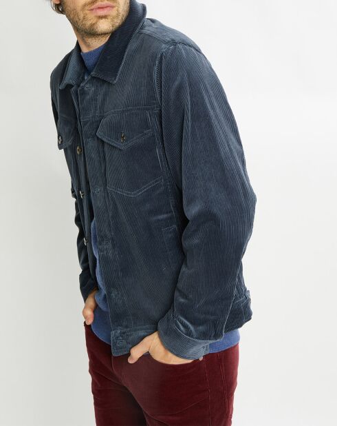 Veste Trucker en Velours Côtelé acier