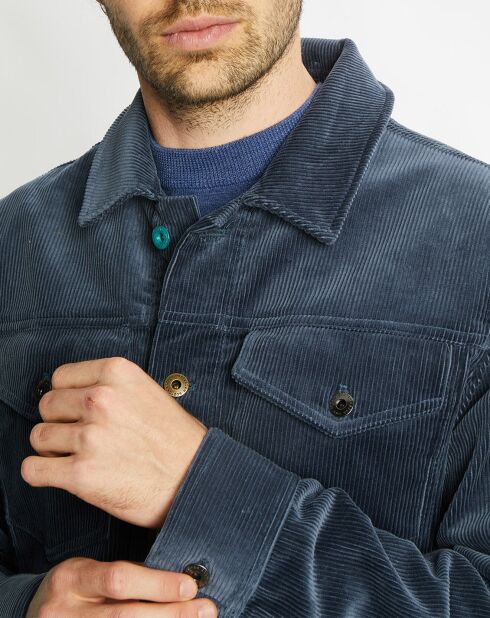 Veste Trucker en Velours Côtelé acier