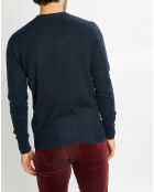 Pull en Laine mélangée col rond chiné bleu marine